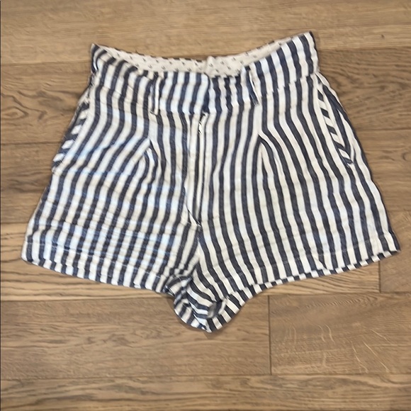 Cynthia Rowley Blue and White High Waist Shorts - Picture 1 of 5